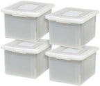 IRIS USA File Box, Plastic File Organizer with Lids for Letter/Legal File, Portable Document Box For Moving, Storage Bin with Durable and Secure Lid, Stackable Nestable BPA-Free, Pearl 35 Qt. 8 Pack - Image 2