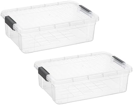 Superio 13.7 Quart Clear Plastic Storage Bin with Lid, Stackable Organizer Box, BPA-Free Storage Container for Home, Garage, School & Office, 2 Pack by Superio