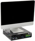 Mind Reader Monitor Stand, Ventilated Laptop Riser, Desktop Organizer, Storage, Metal Mesh, 13.25"L x 12.5"W x 3"H, Black by MindReader