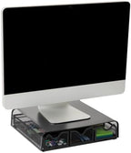 Mind Reader Monitor Stand, Ventilated Laptop Riser, Desktop Organizer, Storage, Metal Mesh, 13.25"L x 12.5"W x 3"H, Black by MindReader
