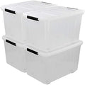 70 L Clear Plastic Large Storage Box with Wheels, Set of 4 by Callyne