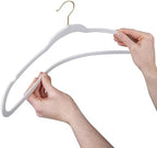 Simplify Slim Velvet Gold Hook Clothes Hangers 100 Pack | Non-Slip | Shirts | Suit | Pants | Dresses | Garments | Closet Storage & Organization | Durable | White - Image 6
