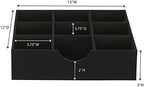 Household Essentials Drawer Organizer Tray with Fabric Cover and 9 Square Compartments, Black, Set of 2 - Image 4