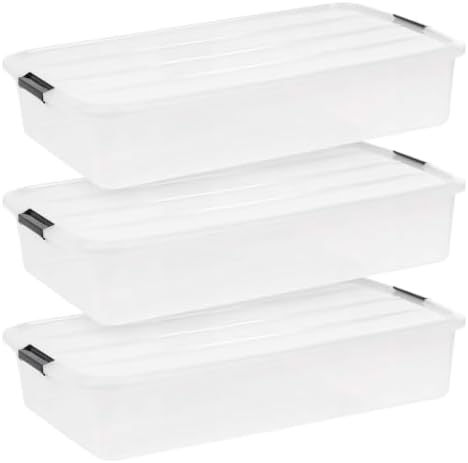 3 Pack 50QT Stackable Plastic Storage Bins With Lids by Unknown