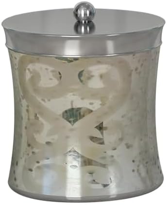Etched Mercury Glass Vanity Jar for Cotton Swabs, Rounds, Balls & Salts - Image 4