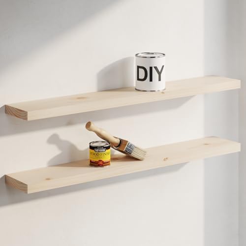 Homeforia 42 Inch DIY Floating Shelves, High-End Solid Pine Wood, Set of 3 by Homeforia