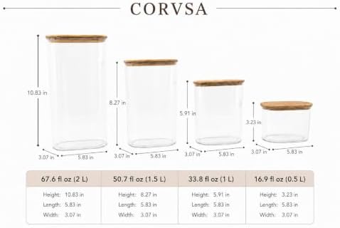 Airtight Food Storage Containers 4 piece Set, BPA-Free Kitchen Canisters with Bamboo Lids & Silicone Seal, Stackable Kitchen Organization. - Image 5