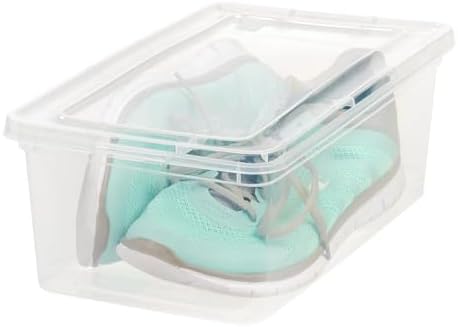 Storage Bins 5 Qt Stackable Plastic with Lids Clear 20 Pack for Closet Home - Image 4