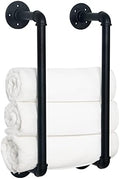 HouseAid Industrial Pipe Towel Rack, Farmhouse Bathroom Towel Storage Holder, Vintage Style Towel Organization, Wall Mounted, Matte Black by HouseAid
