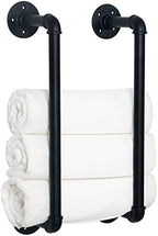 HouseAid Industrial Pipe Towel Rack, Farmhouse Bathroom Towel Storage Holder, Vintage Style Towel Organization, Wall Mounted, Matte Black by HouseAid