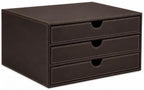 UnionBasic Leather Desktop Drawer Organizer, File Cabinet Magazine Document Holder, Office Supplies Desk Storage Organizer Box, 3 Drawer, Coffee by UnionBasic
