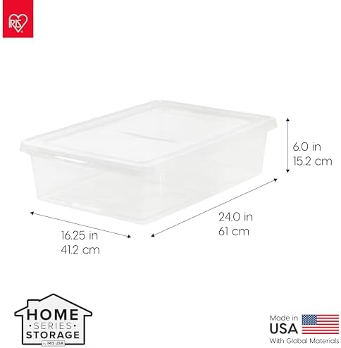 IRIS USA 10-Pack 28 Qt Storage Bins with Lids, Clear, Stackable - Image 3