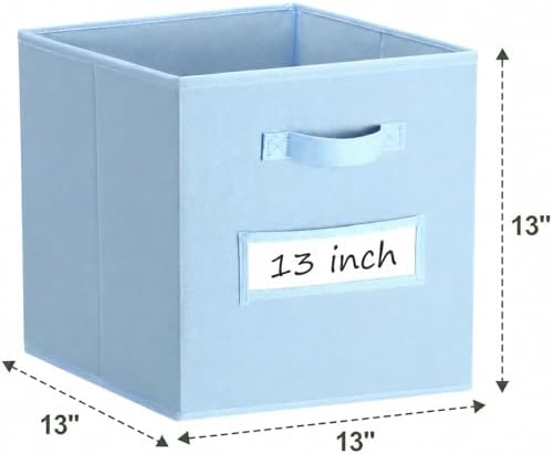 Storage Bins,13 Inch Cube Storage Bin with Labels,6pcs,Pastel Blue - Image 3