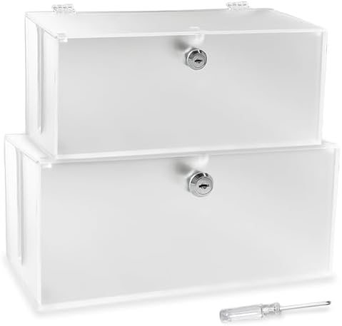Cable Management Box with Lock,Cable Organizer Box & Power Strip Cover,Frosted Acrylic, Wire Storage and Organization for Cords,Suitable for TV, Computer,Child and Pet Proof(2PC) by Lifeneedssparkstofly