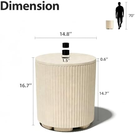 Umbrella Side Table, Umbrella Table with 1.9 Inch Hole, Heavy Duty Umbrella Stand Outdoor Base, Patio Fluted Umbrella Base, Pool Table Umbrella Holder for Deck, Poolside, Garden, Beige - Image 3