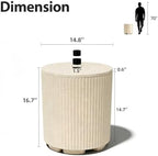 Umbrella Side Table, Umbrella Table with 1.9 Inch Hole, Heavy Duty Umbrella Stand Outdoor Base, Patio Fluted Umbrella Base, Pool Table Umbrella Holder for Deck, Poolside, Garden, Beige - Image 3