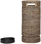 Kouboo La Jolla Round Rattan Umbrella Stand with Water Catch Black-Wash - Image 3