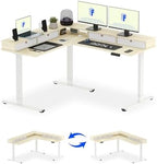 FLEXISPOT Reversible L-Shaped Corner Standing Desk with Monitor Shelf by Unknown
