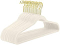 MIZGI Ivory Velvet Hangers 30 Pack,Premium Gold Clothes Hangers Non-Slip Felt Hanger,Sturdy Ivory Hangers Heavy Duty Coat,Durable Suit for Space Saving, No Flocked Marks by MIZGI