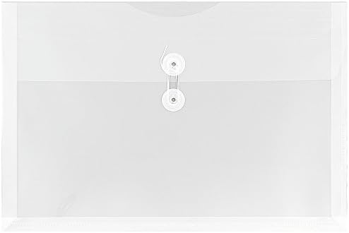 JAM PAPER Plastic Envelopes with Button & String Tie Closure - Legal Booklet - 9 3/4 x 14 1/2 - Clear - 12/Pack by JAMPaper