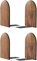 Large Bookend Hold Heavy Books-7x4x5in 2 Pack Non-Skid Wood Bookends Walnut by Luxdecor