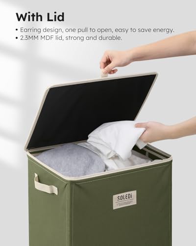 SOLEDI 100L Laundry Hamper with Lid, Large Collapsible Laundry Basket - Image 5
