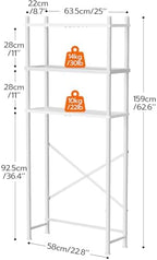 HOOBRO Over the Toilet Storage, 3-Tier Over Toilet Bathroom Organizer, Freestanding Above Toilet Shelf with Adjustable Feet, Space Saving, Easy Assembly, White WW63TS01 - Image 3