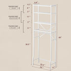 Over-The-Toilet Storage Shelf, 4-Tier Bathroom Organizers and Storage with Wooden Shelf, Freestanding Bathroom Storage Shelves Above Toilet for Laundry & Space Saver, White - Image 2