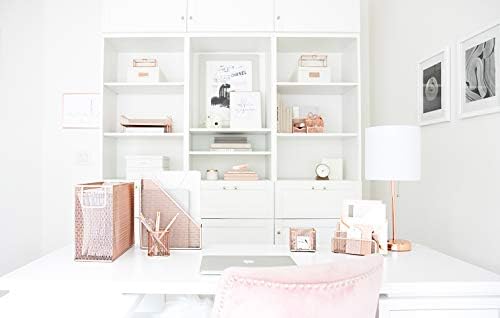 BLU MONACO Rose Gold Desk Organizer Set | 5-Piece Metal Desktop Organization Kit With File Holder, Magazine Rack, Pen Cup, Sticky Note Holder and Letter Sorter | Stylish Office Accessories - Image 4