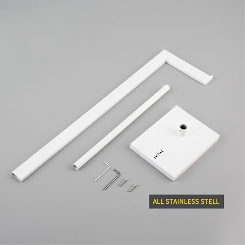 GERZWY SUS 304 Stainless Steel Toilet Paper Stand with Reserve, Free Standing Toilet Paper Holder, White - Image 7