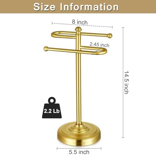 Hand Towel Holder Stand for Bathroom Countertop,S-Shape Bar,Gold - Image 5