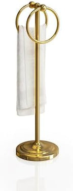 BGL Fingertip Towel Holder Stand Hand Towel Ring for Bathroom or Kitchen Vanity Countertops to Store Hand Towels Washcloths or dishcloths - 2 Hanging Rings,Gold… - Image 4