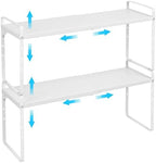 15.5 to 25.5 Inch Expandable Kitchen Cabinet Organizer Shelf, 30 LBS Heavy Duty Stackable Kitchen Counter Storage Shelves Organizers, 2 Pack Adjustable Small Storage Shelf Rack For Cabinet Cupboard by X-cosrack