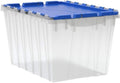 Akro-Mils KeepBox 12 Gal Storage Box, Lid Attached, Stackable, Clear/Blue by Akro-Mils