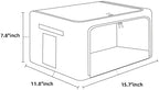 FHSQX 2 Pack Clear Window Storage Bins Foldable Fabric Storage Bins Boxes for Clothes Stackable Box Organizer Set with Carrying Handles (Beige, 22L,15.7x 11.8x 7.8 Inch) - Image 4