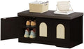 DINZI LVJ Shoe Storage Bench with Cushion, Door, Espresso Oak 39.4"LX17.7"H by DINZILVJ