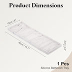 uxcell Bathroom Vanity Tray, 15.7" x 6" Silicone Soap Dispenser Trays, Shatterproof Kitchen Sink Organizer for Soaps Keys Candle Trinket, Marble White - Image 2