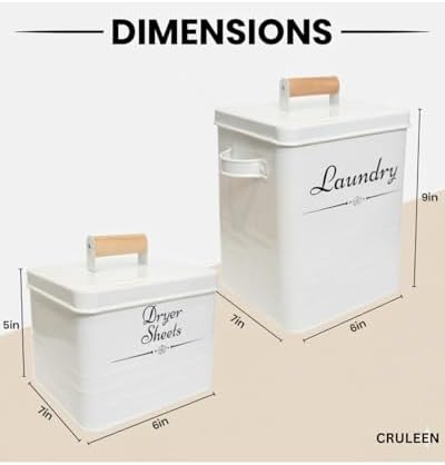 Farmhouse Metal Laundry Detergent Pod Container With Dryer Sheet Holder - Image 2
