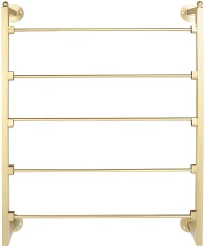 5-Layer Wall Mounted Scarf Rack, Silk Scarves Hijab Hanger Wrapping Paper Ribbon Organizer Metal Towels Storage Display Belts Necktie Hijab Stand for Home Retail Stores (Gold) by Unknown