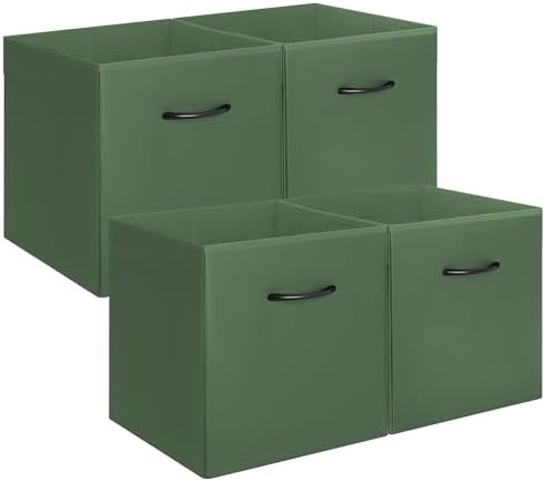 StorageWorks 13x13 Storage Cubes, Cube Organizer Bins, Green, 4-Pack by StorageWorks