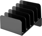 Chunful Acrylic Desk Organizer, 5 Section Desk File Holder Sorter Stand Rack Vertical Organizer Desktop Vinyl Storage Display for Record Album Book Magazine Document Home Office(Black) by Chunful
