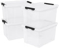 50 Quart Large Storage Box, Clear Storage Bin with Wheels, 4-Pack by Fiazony