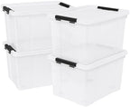 50 Quart Large Storage Box, Clear Storage Bin with Wheels, 4-Pack by Fiazony