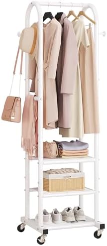 Dttwacoyh Clothing Rack with Wheels,Narrow Metal Garment Rack,White by Dttwacoyh