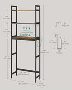 SONGMICS 3-Tier Bamboo Over The Toilet Storage, Adjustable Shelf, 66.9''H - Image 3