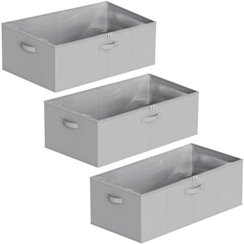 SpaceAid 3 Pack 10" High Under Bed Storage Containers, Large Underbed Storage Organizer Bins with Lids for Bedroom, Dorm, Clothes, Closet Organization, Bed Sheets and Blankets (Gray) - Image 7