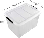 70 L Clear Plastic Large Storage Box with Wheels, Set of 4 - Image 2