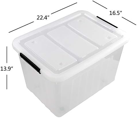 70 L Clear Plastic Large Storage Box with Wheels, Set of 4 - Image 2