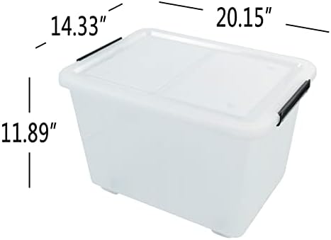 4-pack 50 Quarts Large Clear Plastic Storage Boxes with Wheels - Image 4
