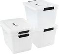 Bringer 4-Pack Clear Plastic Latching Box, 18 L Storage Bin with Handle by Bringer
